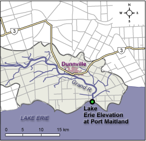 Map of Lake Erie Guage in Port Maitland, ON