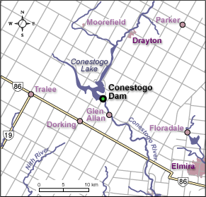 Map location of Conestogo Dam