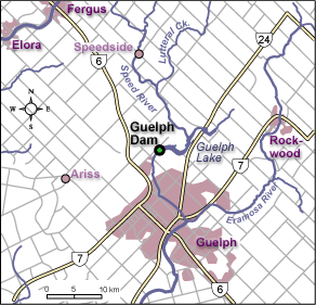 Map location of Guelph Dam