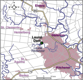 Map location of Laurel Dam