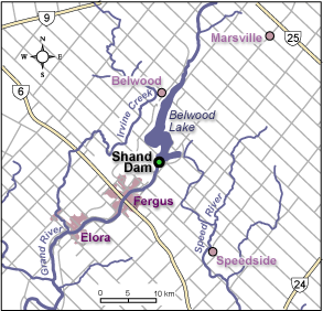 Map location of Shand Dam